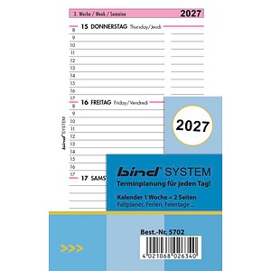 bind Kalendereinlage 2027 Mini (7,9 x 12,5 cm)