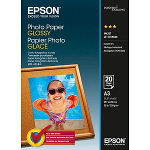 8715946529219 - Fotopapier Glossy S042536 A3 für Inkjet 200g weiß glänzend einseitig bedruckbar 8715946529219 20 Blatt