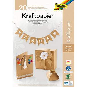 folia Tonpapier Kraftkarton braun 120/230 g/qm 20 Blatt