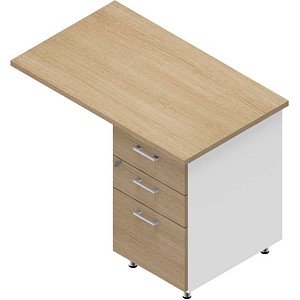 Quadrifoglio Standcontainer weiß, eiche hell 3 Auszüge Kunststoff-Stangengriff weiß 100,0 x 60,0 x 75,0 cm