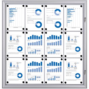 8595578355932 - Schaukasten S-Line 12 x A4 Metallrückwand weiß silber magnetisch