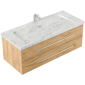 4251982676967 - POSSEIK Waschbecken mit Unterschrank WHITE YAMO 130 eiche gold 1300 x 550 x 500 cm