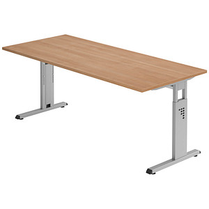 4032062028452 - HAMMERBACHER OS 19 höhenverstellbarer Schreibtisch nussbaum rechteckig C-Fuß-Gestell silber 1800 x 800 cm 4032062028452 - HAMMERBACHER OS 19 höhenverstellbarer Schreibtisch nussbaum rechteckig C-Fuß-Gestell silber 1800 x 800 cm