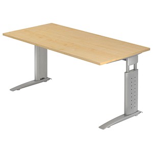 4032062140840 - HAMMERBACHER US16 höhenverstellbarer Schreibtisch ahorn rechteckig C-Fuß-Gestell silber 1600 x 800 cm