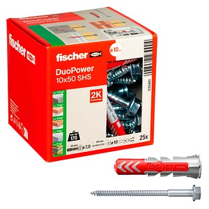 4048962239904 - fischer DuoPower 10x50 S 2K Dübel mit Schrauben Ø 10 mm x 50 mm 25 Stück