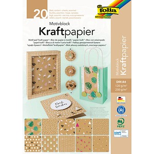 folia Motivblock Kraftpapier 1 farbsortiert 120/230 g/qm 20 Blatt