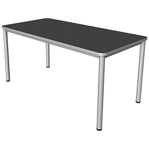 4044917444089 - Prime Schreibtisch anthrazit rechteckig 4-Fuß-Gestell silber 1600 x 800 cm