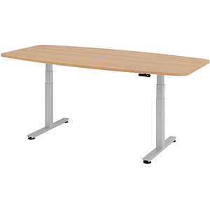 4032062176528 - HAMMERBACHER Konferenztisch XDSM22 eiche Tonnenform T-Fuß-Gestell silber 2200 x 1030 x 620 - 1270 cm 4032062176528 - HAMMERBACHER Konferenztisch XDSM22 eiche Tonnenform T-Fuß-Gestell silber 2200 x 1030 x 620 - 1270 cm
