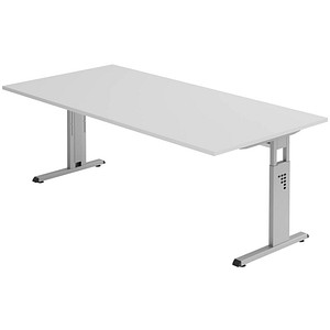 4032062149690 - HAMMERBACHER OS 2E höhenverstellbarer Schreibtisch lichtgrau rechteckig C-Fuß-Gestell silber 2000 x 1000 cm 4032062149690 - HAMMERBACHER OS 2E höhenverstellbarer Schreibtisch lichtgrau rechteckig C-Fuß-Gestell silber 2000 x 1000 cm