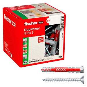 4048962262230 - fischer DuoPower 8x65 S 2K Dübel mit Schrauben Ø 8 mm x 65 mm 25 Stück