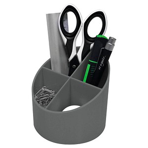 4012086023084 - Stifteköcher The Green Cross 4 Fächer Ø 110 x H 105 mm Recyclingkunststoff lichtgrau