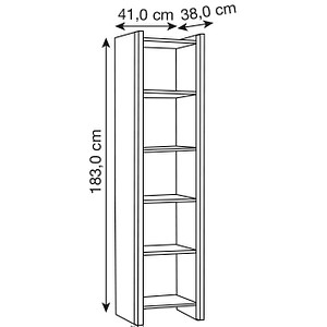 4044917419490 - AVETO Regal 5-OH mit Edelstahlzierleisten 41cm breit 4044917419490 - AVETO Regal 5-OH mit Edelstahlzierleisten 41cm breit