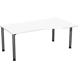 4038933477565 - Flex höhenverstellbarer Schreibtisch weiß anthrazit Trapezform 4-Fuß-Gestell grau 1800 x 800  1000 cm