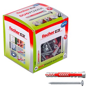 4048962262278 - fischer DuoPower 6x50 S PH 2K 538260 Dübel mit Schrauben Ø 6 mm x 50 mm 50 Stück 4048962262278 - fischer DuoPower 6x50 S PH 2K 538260 Dübel mit Schrauben Ø 6 mm x 50 mm 50 Stück