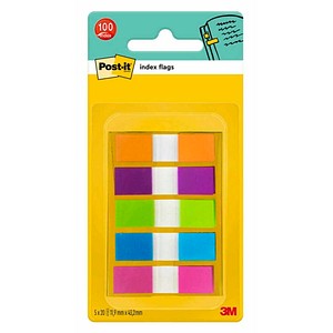 5902658093326 - Index Haftstreifen Mini 119 x 432 mm (B x H) 1 x neonorange 1 x lila 1 x limonengrün 1 x blau 1 x pink 20 Bl Block 5 Block 59 100 Stück