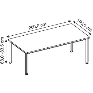 4032062166468 - HAMMERBACHER QS2E höhenverstellbarer Schreibtisch buche rechteckig 4-Fuß-Gestell silber 2000 x 1000 cm 4032062166468 - HAMMERBACHER QS2E höhenverstellbarer Schreibtisch buche rechteckig 4-Fuß-Gestell silber 2000 x 1000 cm