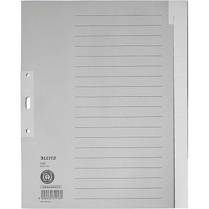 LEITZ Ordnerregister 1220 DIN A4 Vollformat, Überbreite blanko grau 20-teilig, 5 Satz