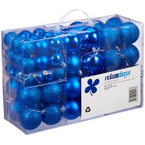 4052025924188 - Weihnachtskugeln 100er Set Weihnachtsdeko matt glänzend glitzernd Christbaumkugel ∅ 3 4 & 6 cm blau - Relaxdays