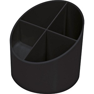 4012086023114 - Stifteköcher The Green Cross 4 Fächer Ø 110 x H 105 mm Recyclingkunststoff schwarz