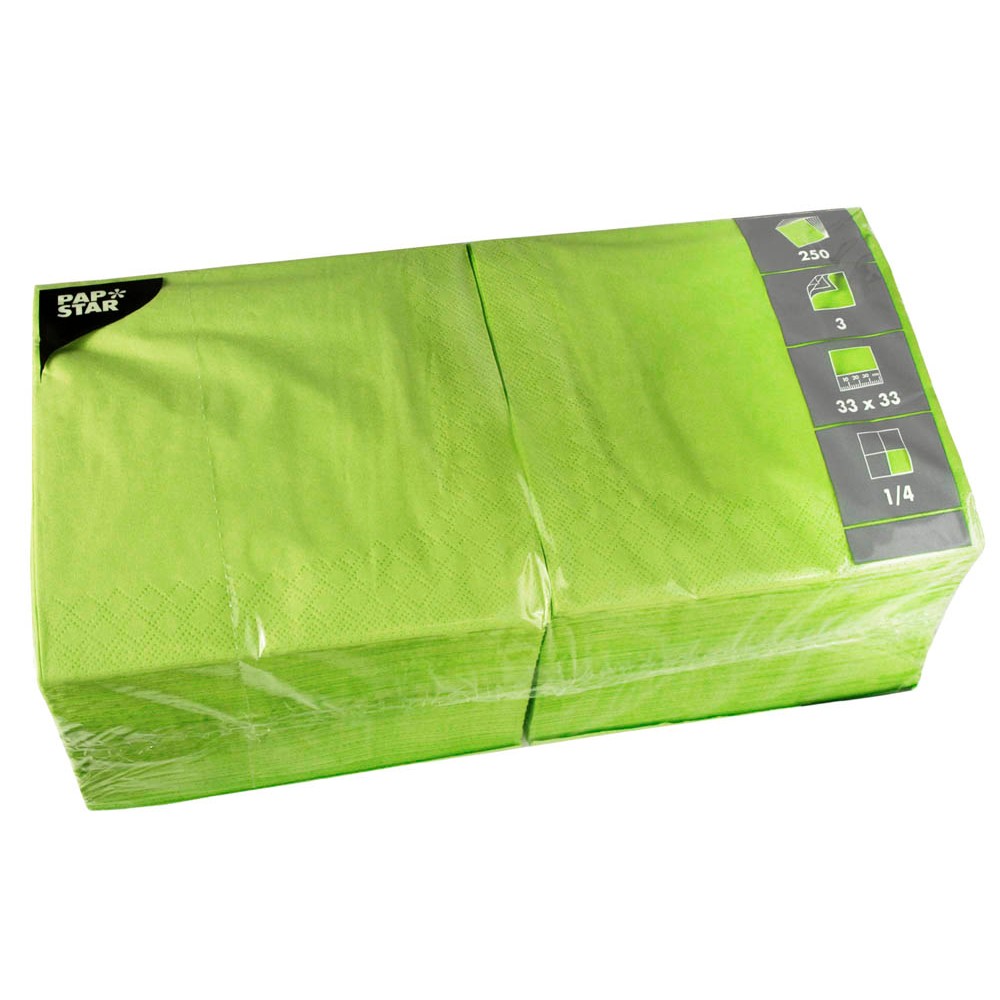 Papstar Servietten Apfelgrün - 2500 Stück, 33x33 Cm, 3-lagig, Für Gastronomie & Feste (FSC-zertifiziert)