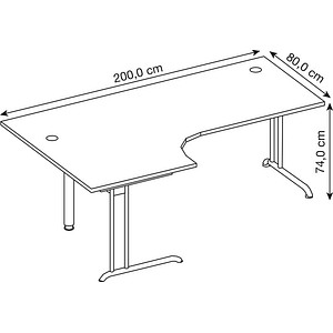 4032062321867 - BS82 Schreibtisch grafit L-Form C-Fuß-Gestell silber 2000 x 800 1200 cm 4032062321867 - BS82 Schreibtisch grafit L-Form C-Fuß-Gestell silber 2000 x 800 1200 cm