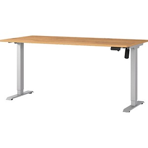 4005949802766 - GERMANIA Boras höhenverstellbarer Schreibtisch grandson-eiche rechteckig T-Fuß-Gestell silber 1600 x 800 cm