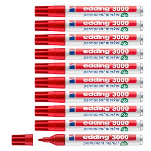 edding 3000 Permanentmarker rot 1,5 - 3,0 mm, 10 St.