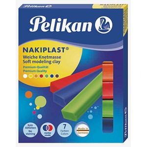 Pelikan Nakiplast Knetmasse 196/7 sortiert 7 Farben 125g 4012700622716 Pelikan 7 Stück
