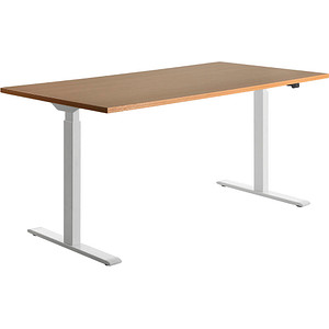 4014296860732 - Sitz-Steh-Schreibtisch E-Table TTS16080WB elektrisch höhenverstellbar 70-120cm (H) 160cmx80cm (BxT) rechteckig buche   Weiß 