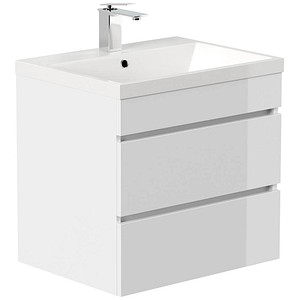 POSSEIK Waschbecken mit Unterschrank FELLINI 60 weiß glanz 60,0 x 48,0 x 58,4 cm