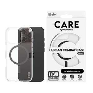 5715685004124 - 0 CARE by PanzerGlass® Flagship Case Transparent Urban Combat Schwarz MagSafe für iPhone 16 Pro