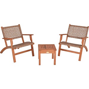 4041908122971 - Sitzgruppe SONORA Teak-Look Garten Sitzgruppe Outdoor Braun Holz Kunststoff