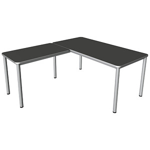 4044917444171 - Prime Schreibtisch anthrazit L-Form 6-Fuß-Gestell silber 1600 x 1800 cm