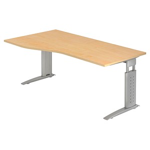 4032062141205 - HAMMERBACHER US18 höhenverstellbarer Schreibtisch ahorn Trapezform C-Fuß-Gestell silber 1800 x 1000 cm