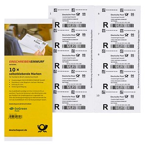 Deutsche Post 2,35 € Einschreibenmarken "Einwurf" 1850 selbstklebend, 10 St.