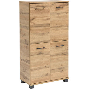 MÖBELPARTNER Badschrank Nora 144971 eiche landhaus 59,8 x 32,6 x 116,9 cm