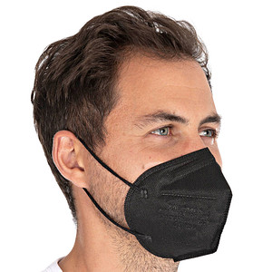 FAMEX FFP2 Atemschutzmasken FAGOMED schwarz Einmal-Schutzmasken mit hoher Filtrationseffizienz und angenehmer Passform 1 Box = 10 Stück einzeln verpackt