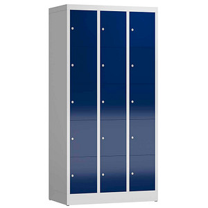 4061815857360 - Schließfachschrank ClassiX enzianblau lichtgrau X-520531 15 Schließfächer 870 x 500 x 1800 cm 4061815857360 LÜLLMANN