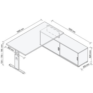 4032062331309 - OSE16SB höhenverstellbarer Schreibtisch lichtgrau rechteckig T-Fuß-Gestell grau 1600 x 800 cm