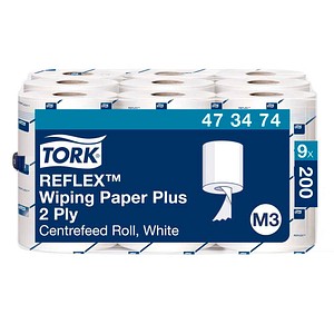 TORK Putztuchrollen Reflex™ Advanced M3 2-lagig weiß, 200 Blätter, 9 Rollen