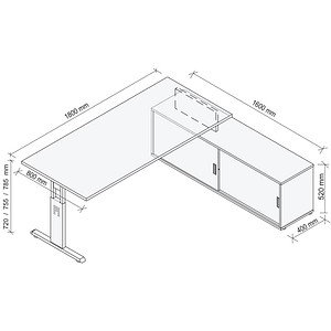 4032062332023 - OSE19SB höhenverstellbarer Schreibtisch weiß rechteckig T-Fuß-Gestell weiß 1800 x 800 cm