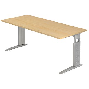 4032062140963 - HAMMERBACHER US19 höhenverstellbarer Schreibtisch ahorn rechteckig C-Fuß-Gestell silber 1800 x 800 cm