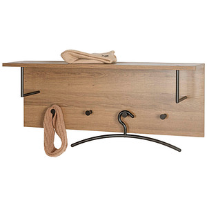 HAKU Möbel Wandgarderobe 37147 eiche Holz 4 Haken 80,0 x 30,0 cm