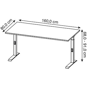 4005949791565 - Schreibtisch DOWNEY 7911-638 manuell höhenverstellbar 160x80cm (BxT) rechteckig grandson-eiche Silber 4005949791565 GERMA 4005949791565 - Schreibtisch DOWNEY 7911-638 manuell höhenverstellbar 160x80cm (BxT) rechteckig grandson-eiche Silber 4005949791565 GERMA
