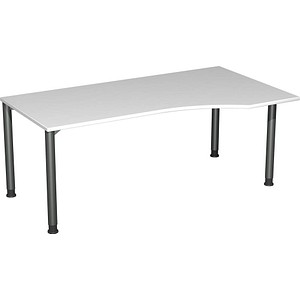 4038933003771 - Flex höhenverstellbarer Schreibtisch lichtgrau anthrazit Trapezform 4-Fuß-Gestell grau 1800 x 800  1000 cm