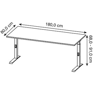 4005949791671 - Schreibtisch DOWNEY 7912-638 manuell höhenverstellbar 180x80cm (BxT) rechteckig grandson-eiche Silber 4005949791671 GERMA 4005949791671 - Schreibtisch DOWNEY 7912-638 manuell höhenverstellbar 180x80cm (BxT) rechteckig grandson-eiche Silber 4005949791671 GERMA