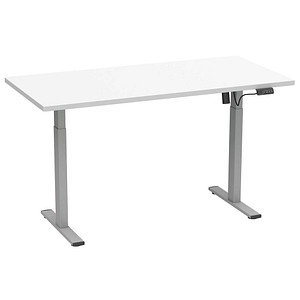 4051814440700 - Lona elektrisch höhenverstellbarer Schreibtisch weiß rechteckig T-Fuß-Gestell silber 1600 x 800 cm