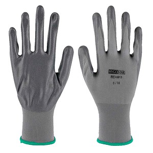 10 x HygoStar Nylon-Feinstrick-Handschuh Craft M/8 grau VE=12 Paar