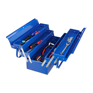4052025250218 - Werkzeugkoffer leer 5 Fächer mit Tragegriff Metall abschließbar Werkzeugkasten hbt 21 x 53 x 20 cm blau - Relaxdays 4052025250218 - Werkzeugkoffer leer 5 Fächer mit Tragegriff Metall abschließbar Werkzeugkasten hbt 21 x 53 x 20 cm blau - Relaxdays