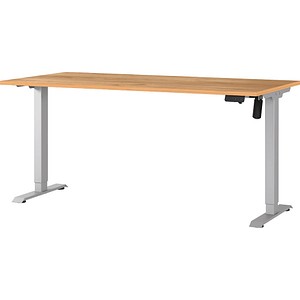 4005949802735 - GERMANIA Boras höhenverstellbarer Schreibtisch navarra-eiche rechteckig T-Fuß-Gestell silber 1600 x 800 cm